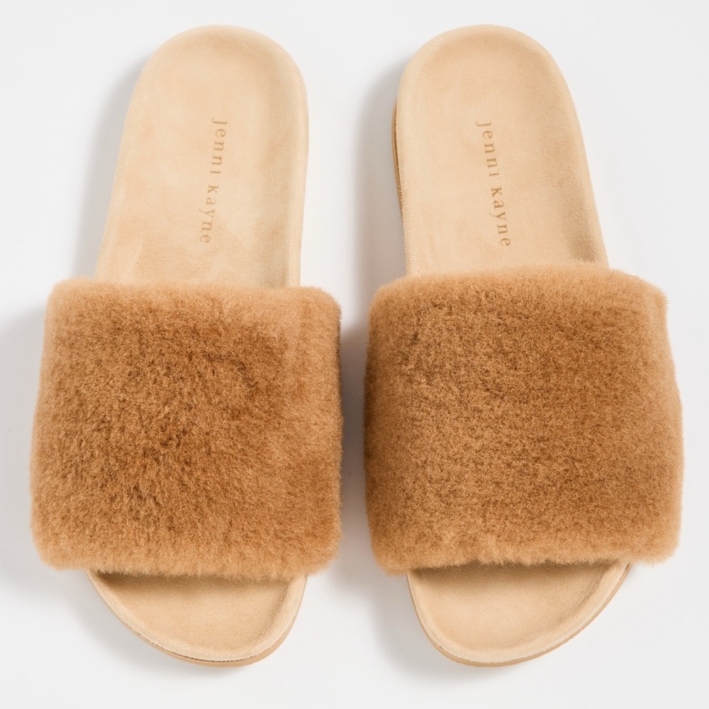 Jenni Kayne Tan Shearling Slides size 38 NWOB
